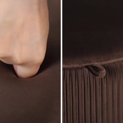 Side Table Storage Ottoman - Velvet Padded Stool Vanity Footstool CLEO BROWN - Mekamart Australia