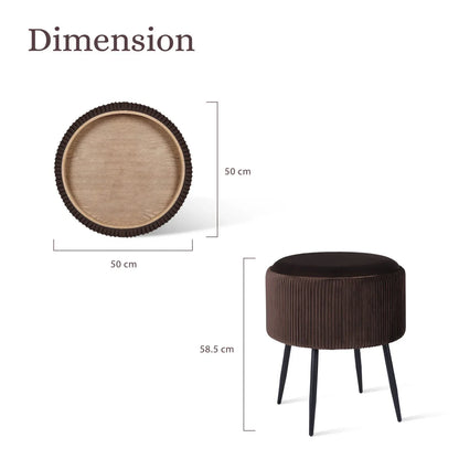 Side Table Storage Ottoman - Velvet Padded Stool Vanity Footstool CLEO BROWN - Mekamart Australia