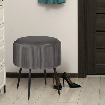 Side Table Storage Ottoman - Velvet Padded Stool Vanity Footstool CLEO GREY - Mekamart Australia