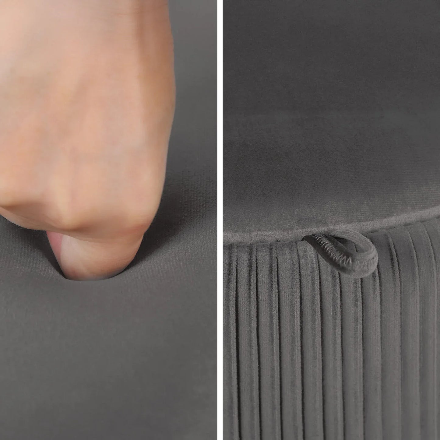 Side Table Storage Ottoman - Velvet Padded Stool Vanity Footstool CLEO GREY - Mekamart Australia