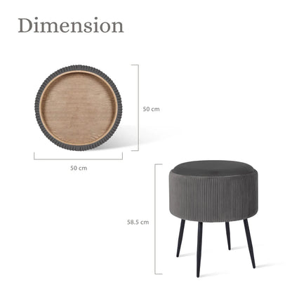 Side Table Storage Ottoman - Velvet Padded Stool Vanity Footstool CLEO GREY - Mekamart Australia