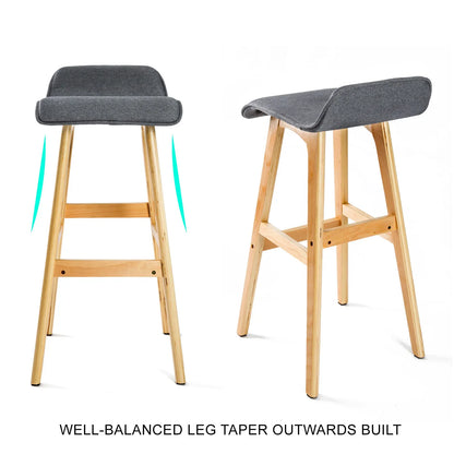 4X Wooden Bar Stool Dining Chair Fabric SOPHIA 74cm GREY - Mekamart Australia