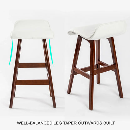 2X Wooden Bar Stool Dining Chair Leather SOPHIA 65cm WHITE BROWN - Mekamart Australia
