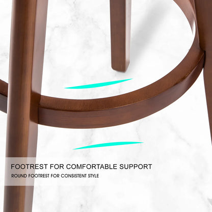 4X Wooden Bar Stool Dining Chair Leather LEILA 72cm BLACK BROWN - Mekamart Australia