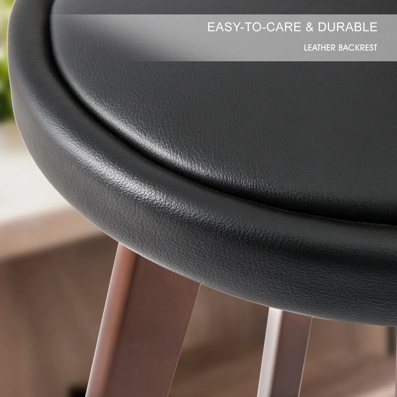 4X Wooden Bar Stool Dining Chair Leather LEILA 72cm BLACK BROWN - Mekamart Australia