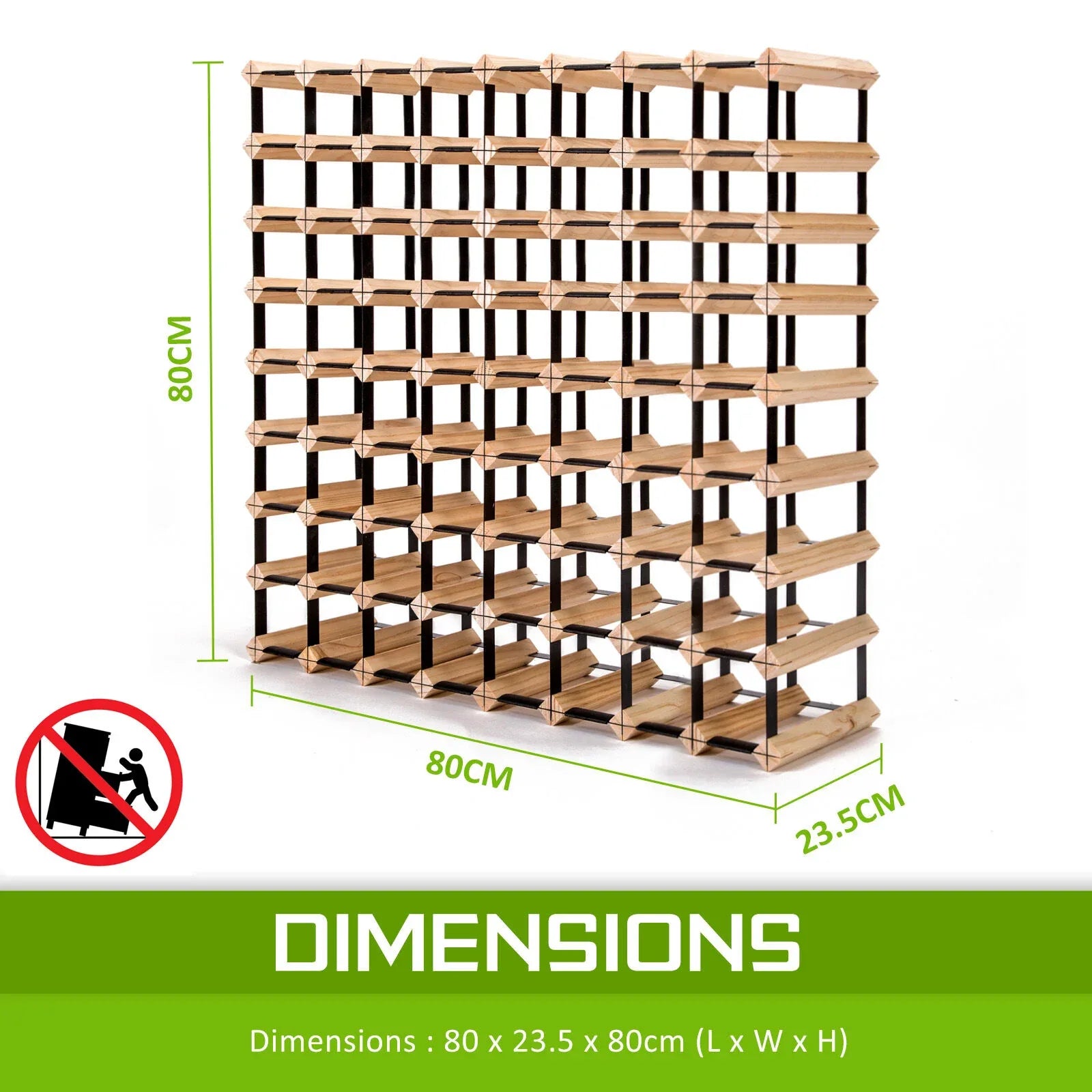 Timber Wine Rack Storage Cellar Organiser 72 Bottle - Mekamart Australia