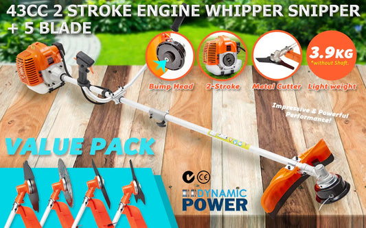 Garden Whipper Snipper Brush Cutter 43cc + 4 Blade - Mekamart Australia