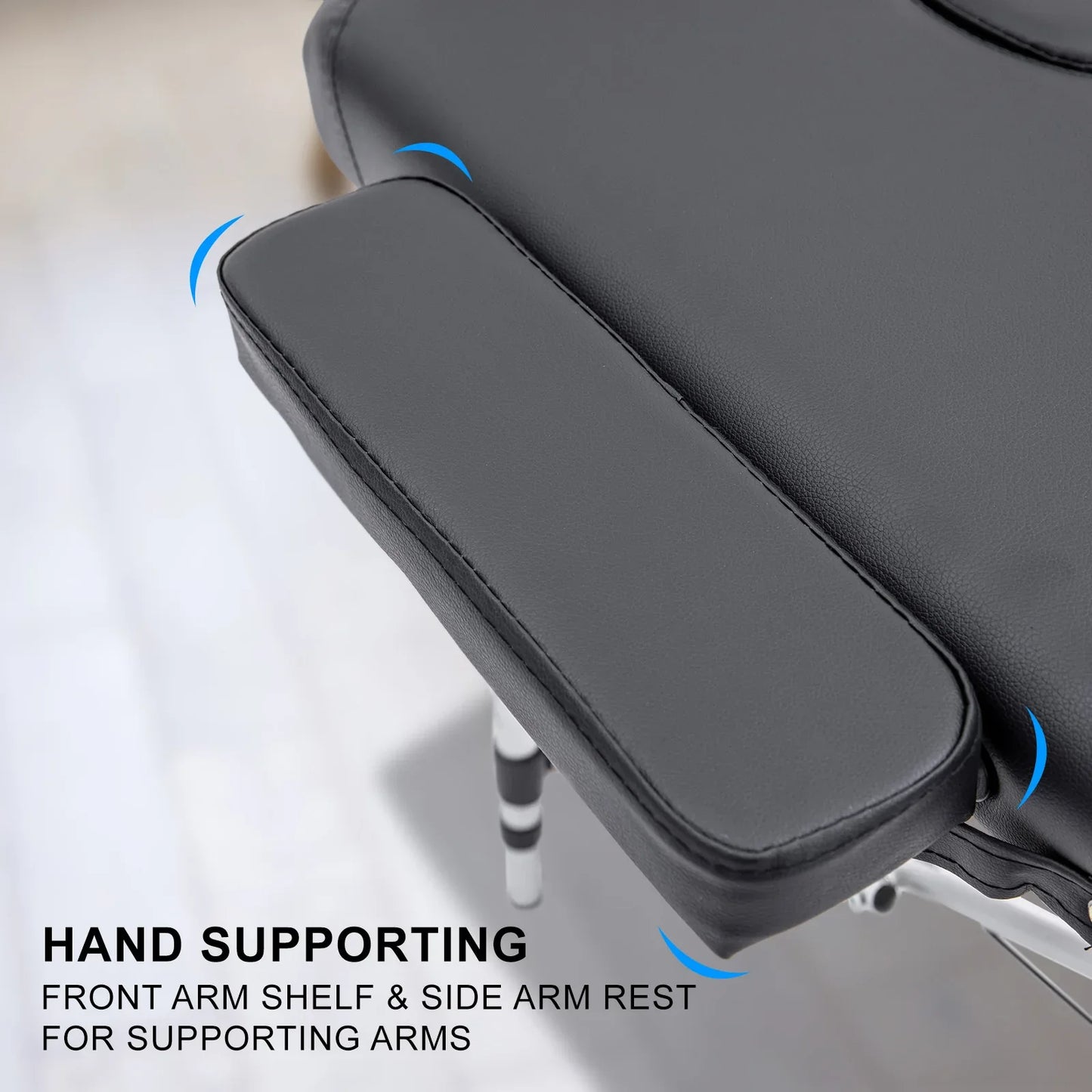 Aluminium Portable Beauty Massage Table Bed 2 Fold 55cm Black - Mekamart Australia