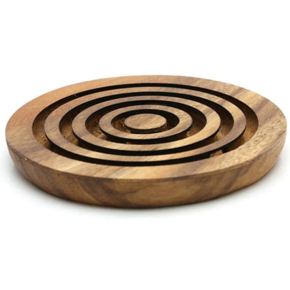 Marble run brain teaser puzzle, wood, handmade 3D puzzle-get all 3 marbles together - Mekamart Australia
