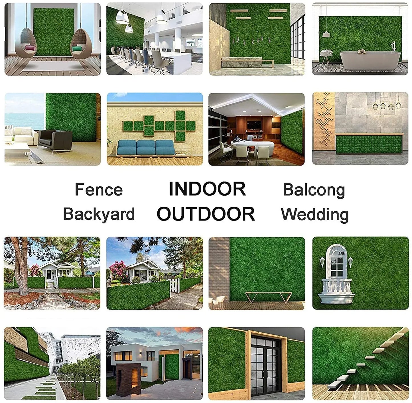 YES4HOMES 12 x Artificial Plant Wall Grass Panels Vertical Garden Tile Fence 50X50CM Green - Mekamart Australia