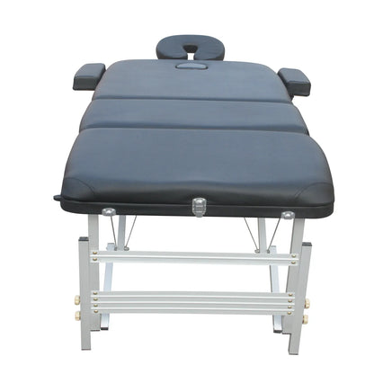 YES4HOMES 3 Fold 5 cm Thickness Foam Portable Aluminium Massage Table Massage Bed Beauty Therapy Black - Mekamart Australia