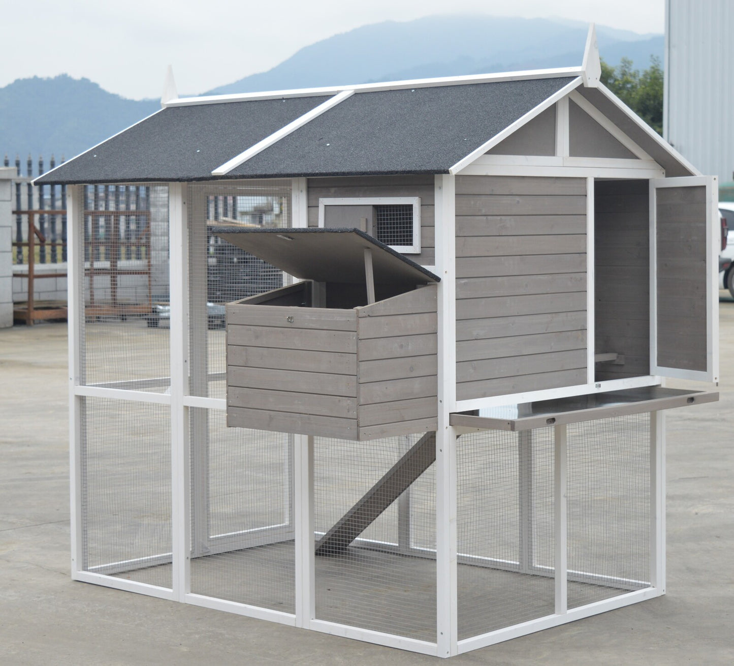 YES4PETS Grey XL Chicken Coop Rabbit Guinea Pig Hutch Ferret Hen Cat Bird House