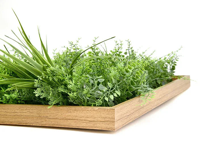 YES4HOMES 3D Green Artificial Plants Wall Panel Flower Wall With Frame Vertical Garden UV Resistant 50X100CM - Mekamart Australia
