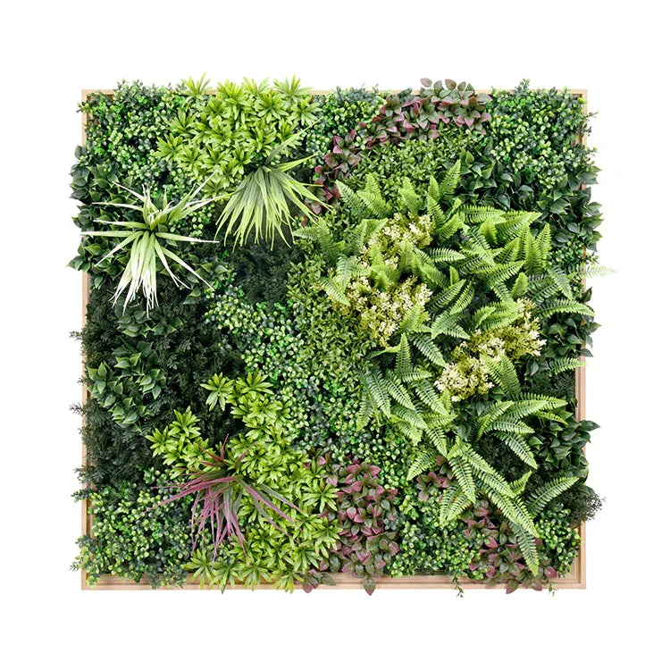 YES4HOMES 3D 1Mx1M Green Artificial Plants Wall Panel Flower Wall With Frame Vertical Garden UV Resistant Frame - Mekamart Australia