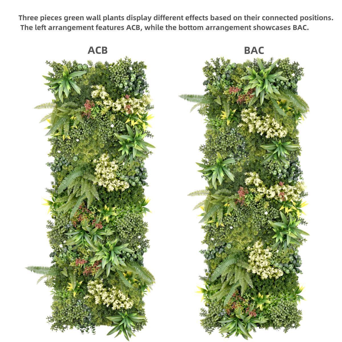 YES4HOMES 3 Artificial Plant Wall Grass Panels Vertical Garden Foliage Tile Fence 50X50 CM - Mekamart Australia