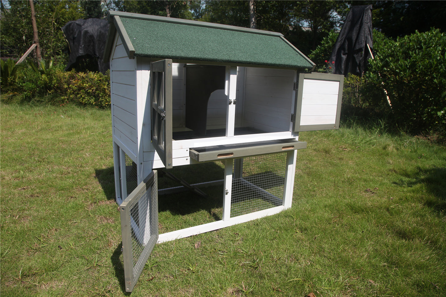 YES4PETS XL Double Storey Rabbit Hutch  Guinea Pig Ferret Cage 102x65x98cm