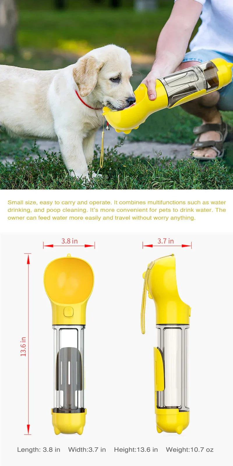 YES4PETS 4 in 1 Portable Pet Dog Puppy Cat Drinking Mug Water Feeder Bottle Valve Travel Bottle Yellow - Mekamart Australia