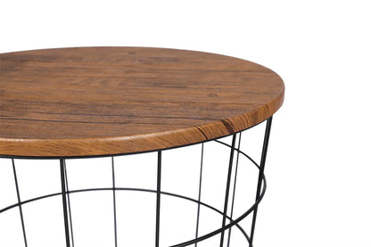 YES4HOMES Vintage Round Coffee Tables Set of 2 Side Tables Robust Steel Frame for Living Room Bedroom Rustic Brown and Black - Mekamart Australia