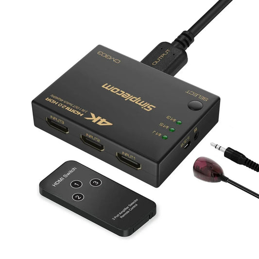 Simplecom CM303 Ultra HD 3 Way HDMI Switch 3 IN 1 OUT Splitter 4K@60Hz - Mekamart Australia