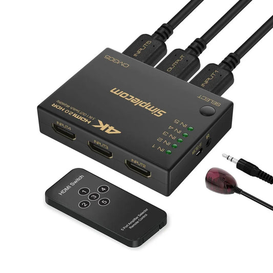 Simplecom CM305 Ultra HD 5 Way HDMI Switch 5 IN 1 OUT Splitter 4K@60Hz - Mekamart Australia