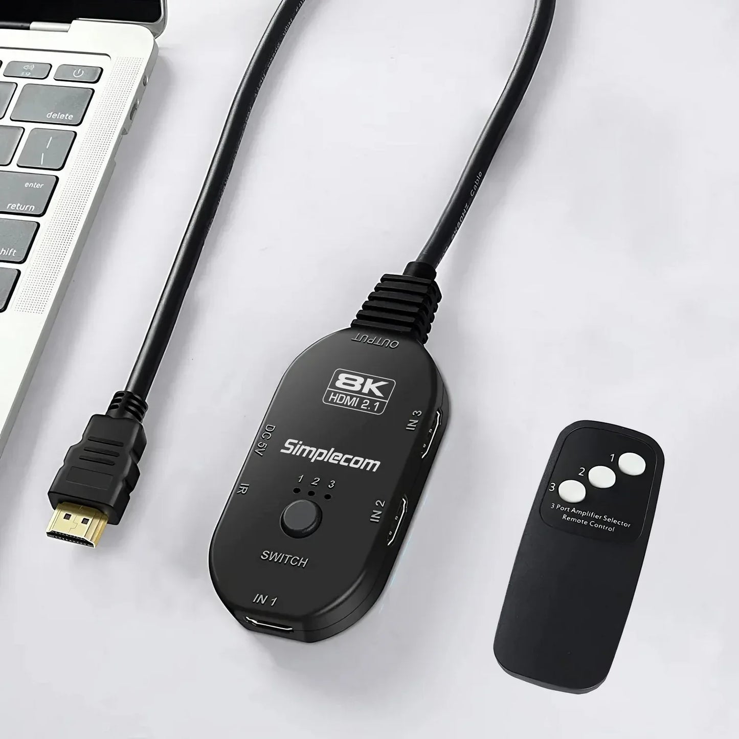 Simplecom CM353 3-Port HDMI 2.1 Switch 3 IN 1 OUT Splitter HDCP 2.3 8K@60Hz - Mekamart Australia