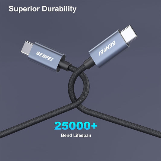BENFEI 351SL-6F 100W USB-C to USB-C Fast Charging Cable Aluminum Shell Tangle-Free Silicone