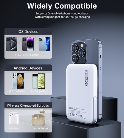 CHOETECH B743-WH 10000mAh PD20W Magnetic Power Bank with Holder White