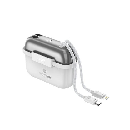 CHOETECH B812-SL WH Mini Bag Digital CCC Certified 10000mAh 30W Fast Charging Power Bank Gold with USB-C + 8-pin iPhone Cables