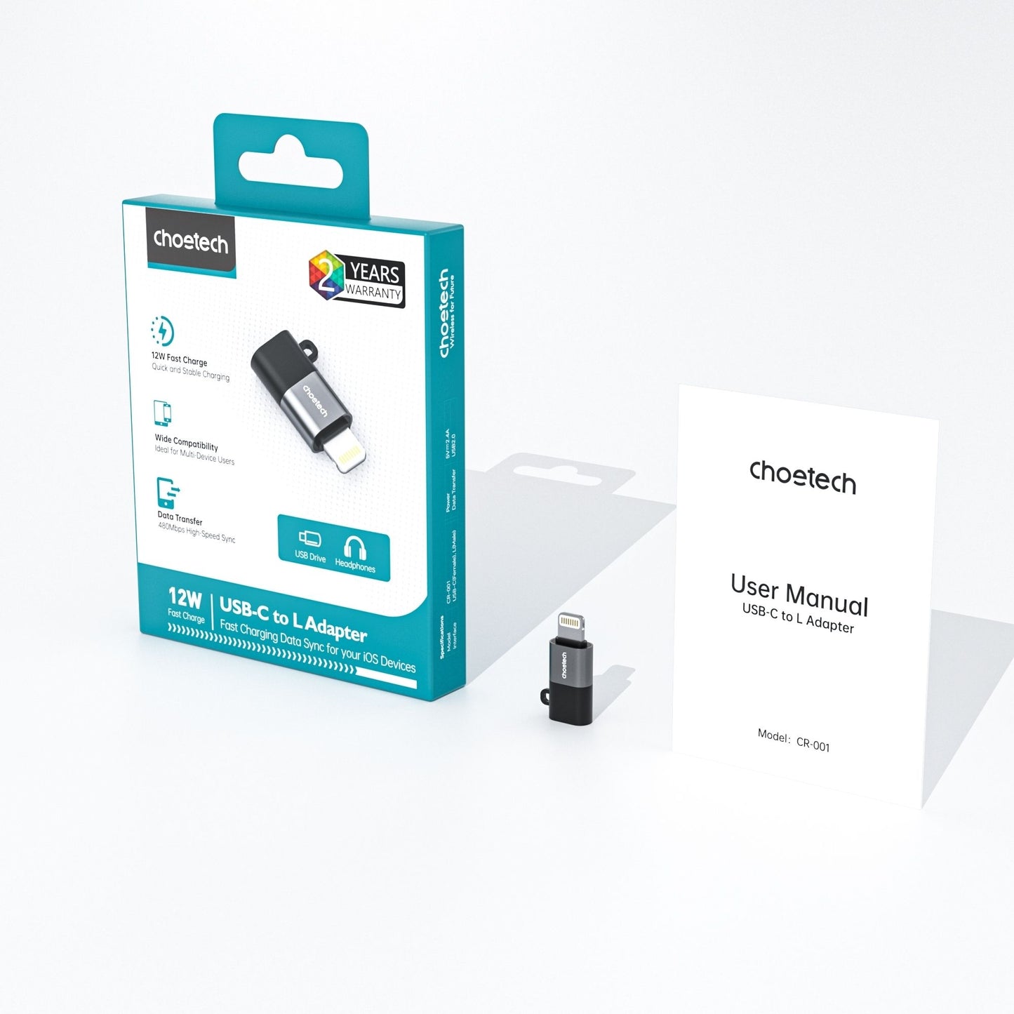 CHOETECH CR-001-GY Mfi iPhone to USB-C USB Adapter - Black