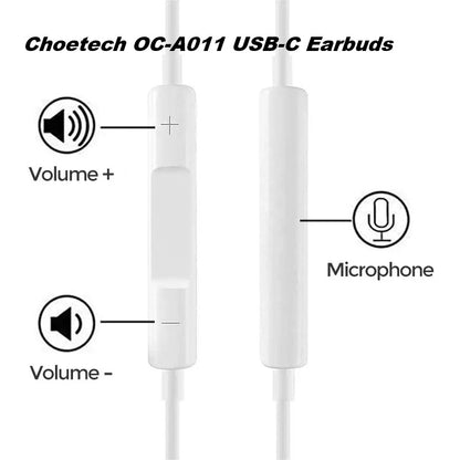 Choetech OC-A011 USB-C In-Ear Headphones 1.2m - White
