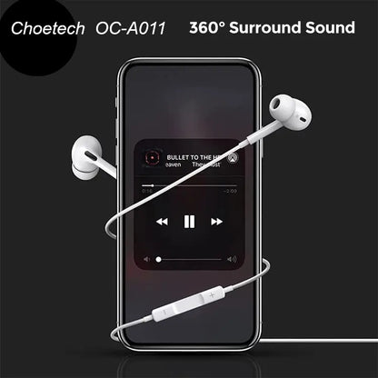 Choetech OC-A011 USB-C In-Ear Headphones 1.2m - White