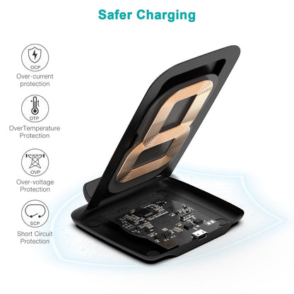 CHOETECH T555-F 15W Fast Wireless Dual Coils Charger Stand Qi for iPhone/Samsung Black