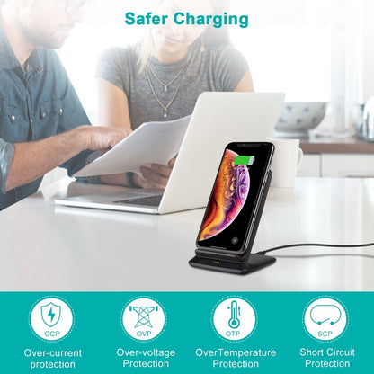 CHOETECH T555-F 15W Fast Wireless Dual Coils Charger Stand Qi for iPhone/Samsung Black