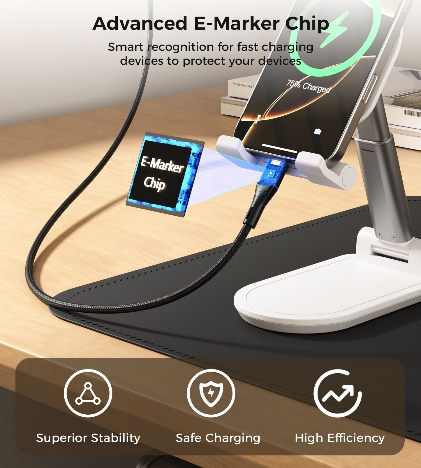CHOETECH XCC-1008 USB-C-C PD100W M to M Fast charging Cable 1M Black