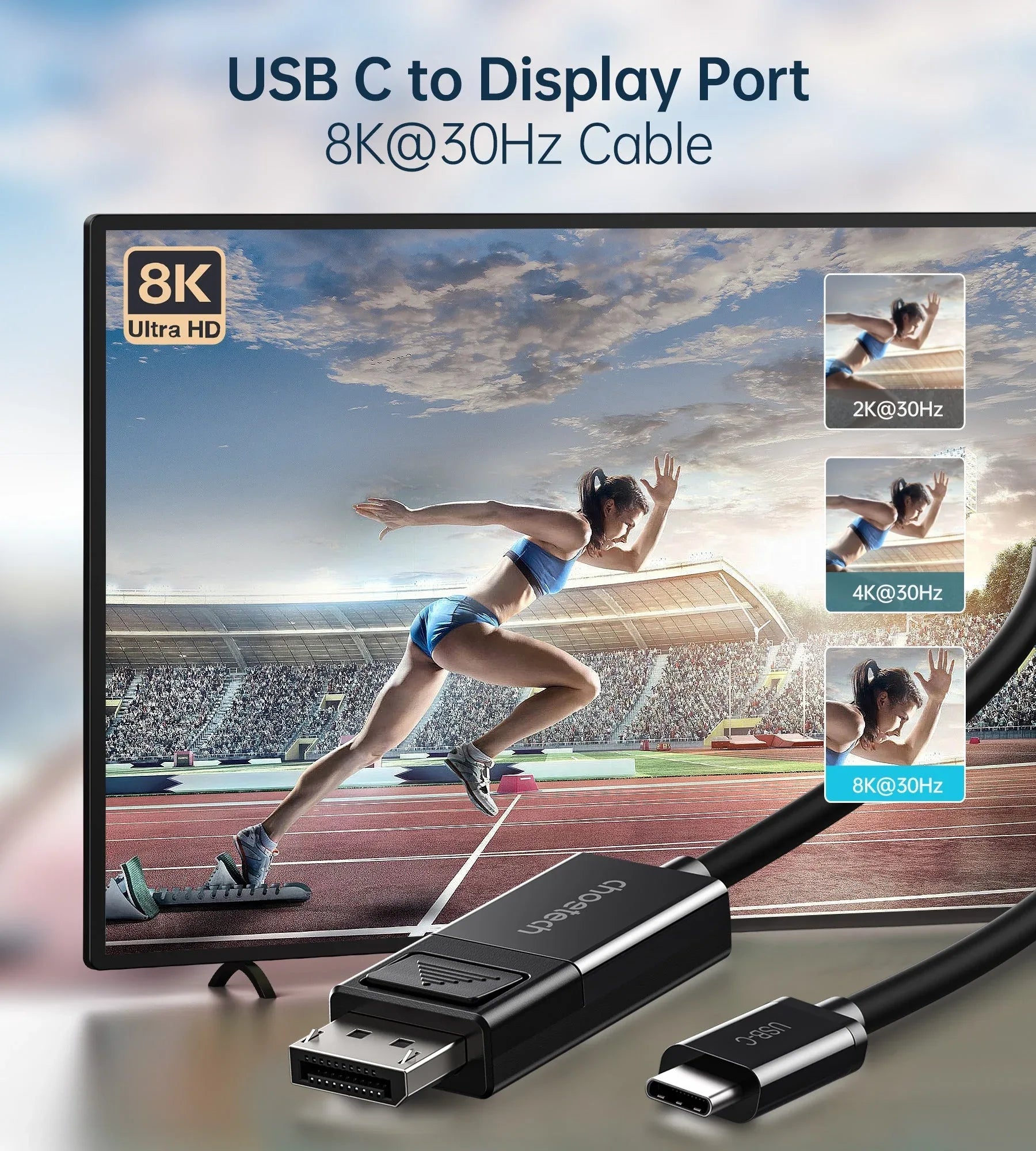 CHOETECH XCP-1803 USB-C To DisplayPort Cable 8K@30Hz 1.8M Two-Way - Mekamart Australia
