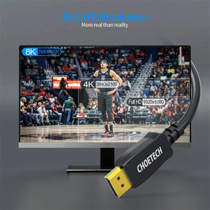 CHOETECH XDD01 DP to DP Cable 2M 8K 60Hz - Mekamart Australia