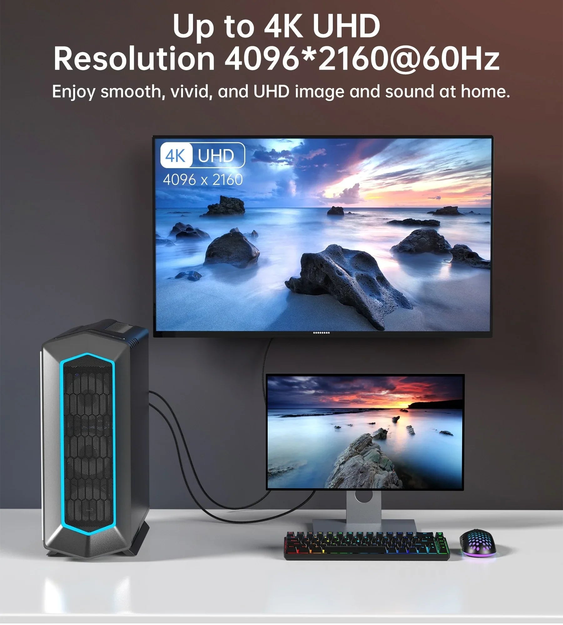 CHOETECH XDH01 4K 60Hz DisplayPort Male to HDMI Male Braided Cable 2M - Mekamart Australia