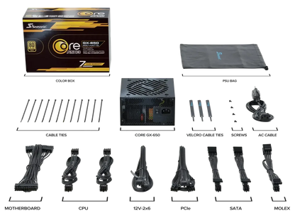 Seasonic Core GX-650 ATX3 80 Plus Gold Full Modular 650W PSU (SRP-CGX651-A5A32SF) - Mekamart Australia