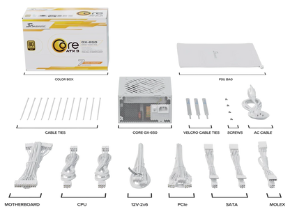 Seasonic CORE GX-650 White ATX 3.1 650W (SRP-CGX651-A5A32SF-WHITE) - Mekamart Australia