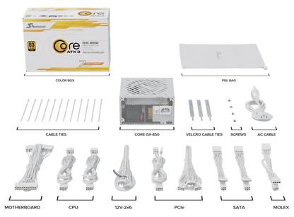 Seasonic CORE GX-850 White ATX 3.1 850W (SRP-CGX851-A5A32SF-WHITE) - Mekamart Australia