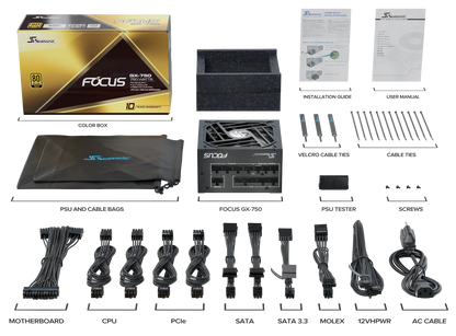 Seasonic FOCUS GX-750 ATX 3.0 750W Gold PSU (SSR-750FX3) - Mekamart Australia
