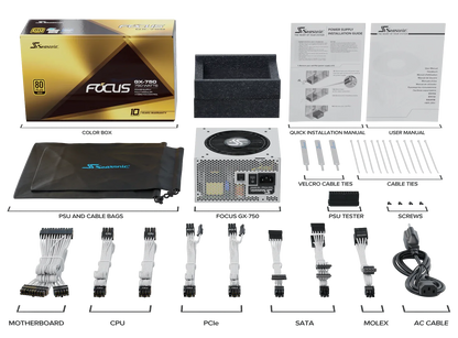 Seasonic FOCUS GX-750 White 750W ATX 3.0 Gold Modular PSU - Mekamart Australia