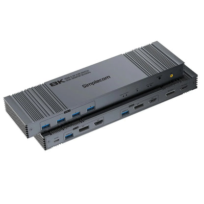 Simplecom KM490 HDMI and DisplayPort Dual Monitor KVM Switch for 2 Computers with 4-Port USB 3.0 Hub 5Gbps 8K@60Hz - Mekamart Australia