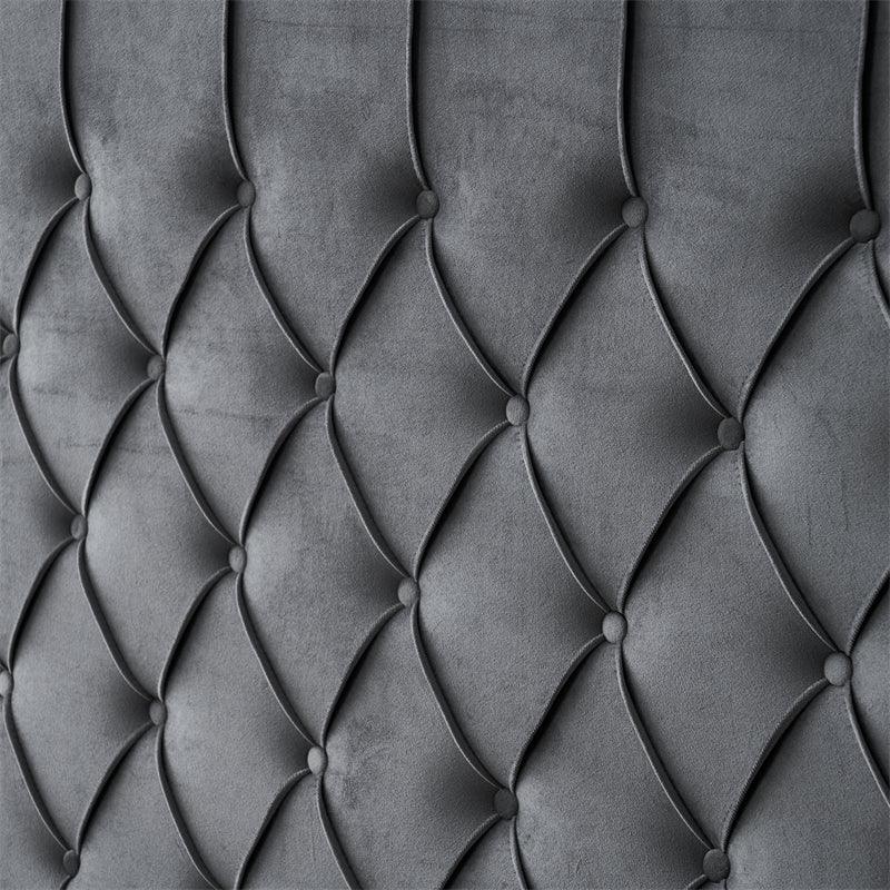 Paris Tall Tufted Velvet Dark Grey Bed with Storage Drawer - King - Mekamart Australia