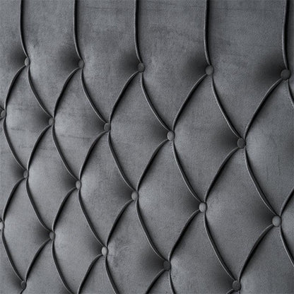 Paris Tall Tufted Velvet Dark Grey Bed with Storage Drawer - King - Mekamart Australia