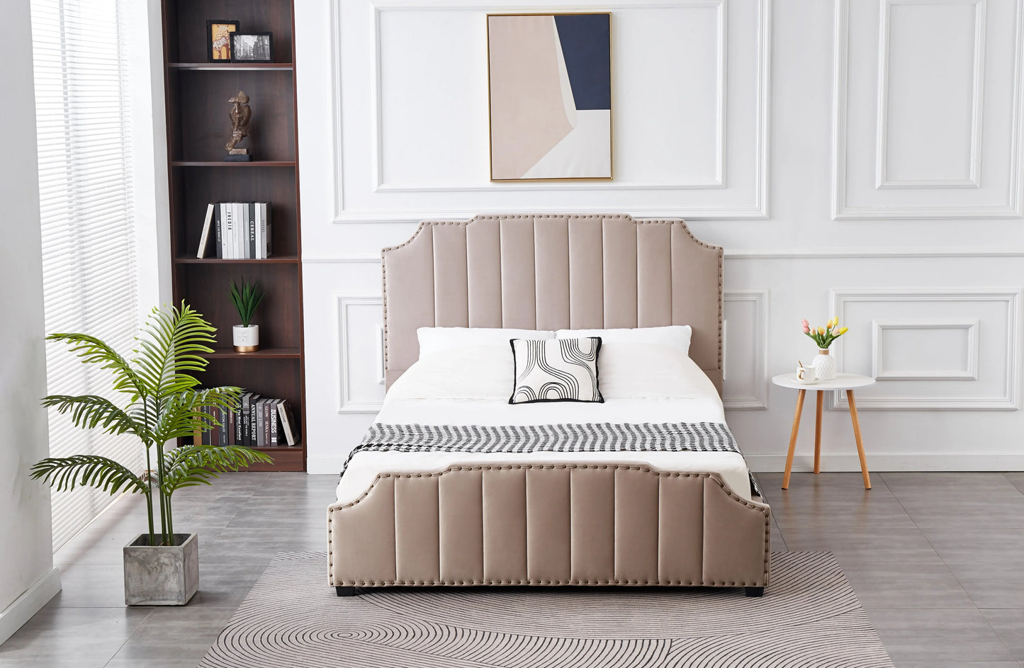 Santosa Champagne Velvet Bed - King - Mekamart Australia
