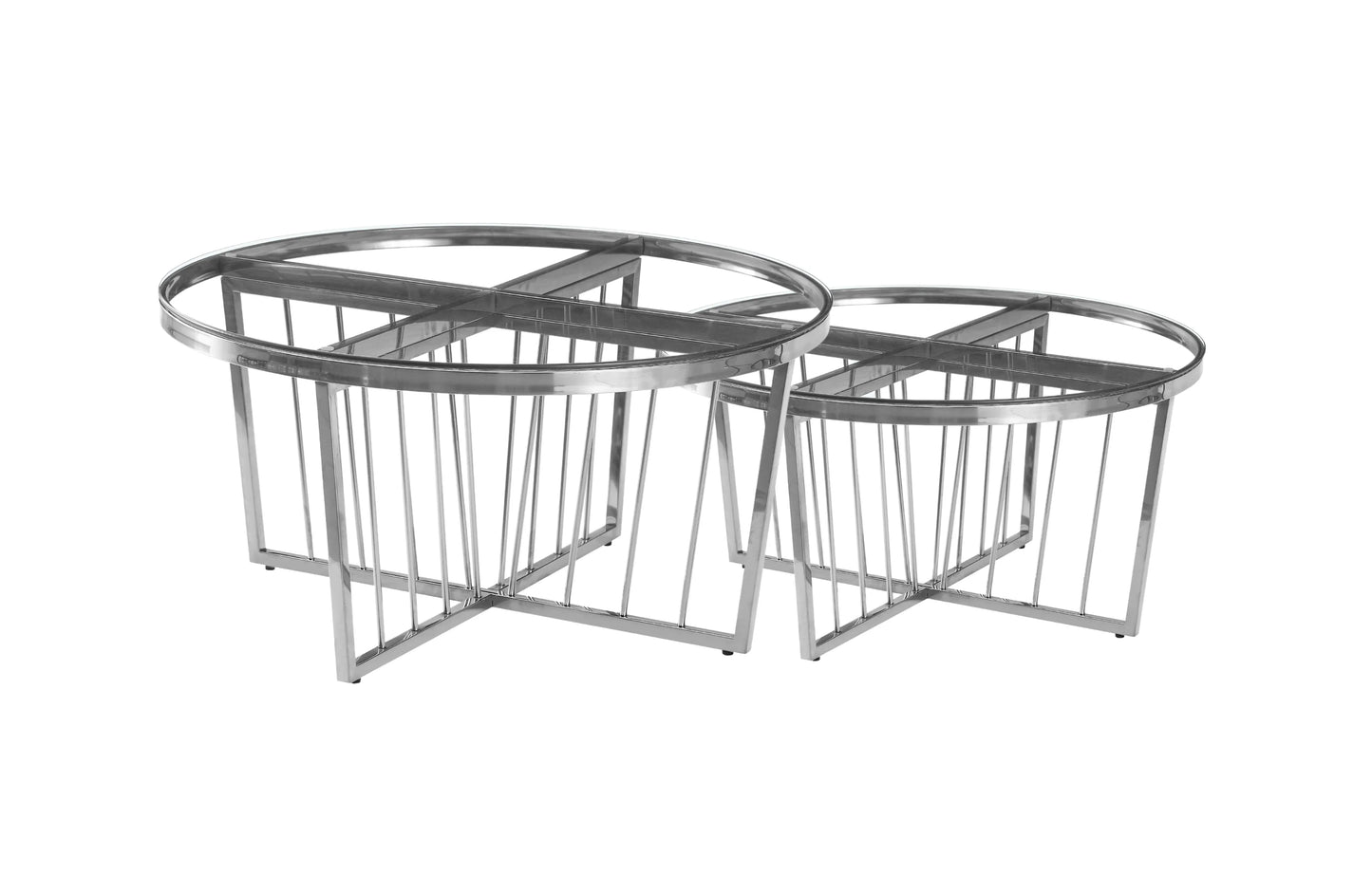 Salina Coffee Table 80cm Silver Base -Clear Glass - Mekamart Australia