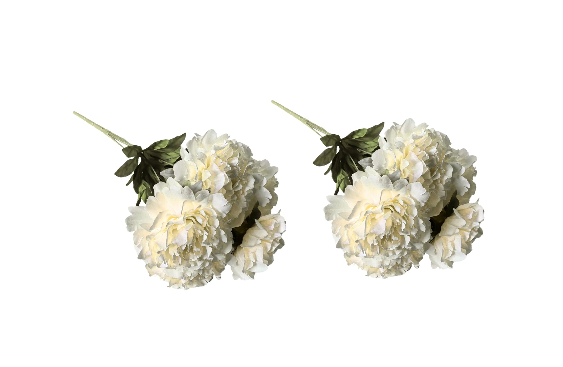 Artificial Bloomed Peony Bunch – Set of 2 Bunches – 45cm with 5 Flowers Each - White - Mekamart Australia