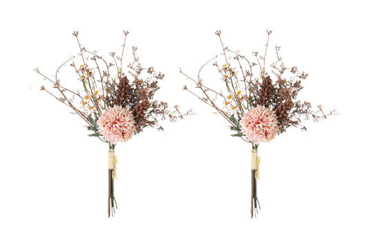 Artificial Chrysanthemums Natural Bouquet 35cm - Set of 2 Bunch - Mekamart Australia