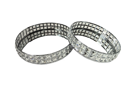 Katie Tray - Round - Set of 2 - Silver - Mekamart Australia